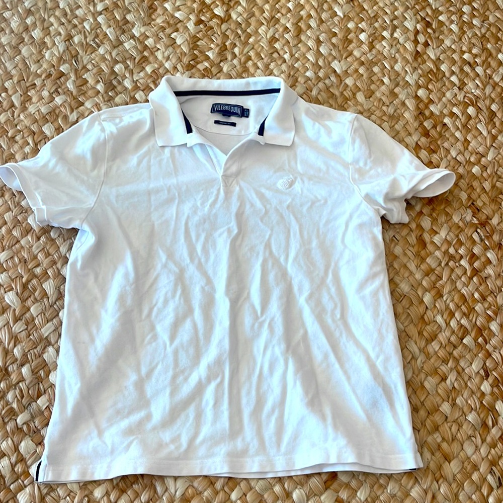 Vilebrequin White Polo Shirt with Navy Trim
